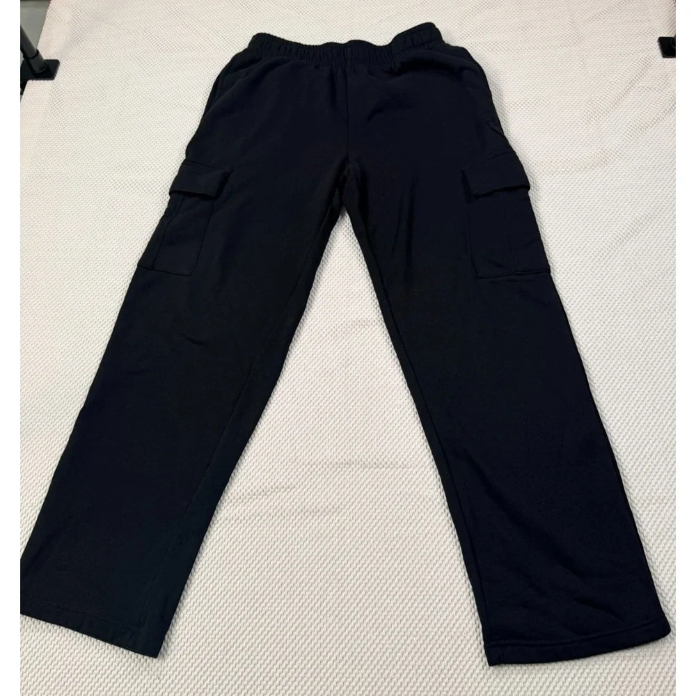Playboy Cargo Pants Men Size L Black Fleece Sweatpants Multi Pocket Joggers